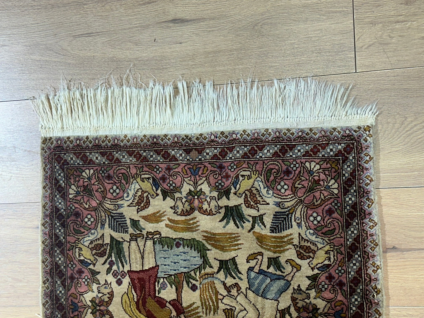 Orientteppich handgeknüpft Türkmen Hereke Bildteppich Bildmotiv 67x60 cm