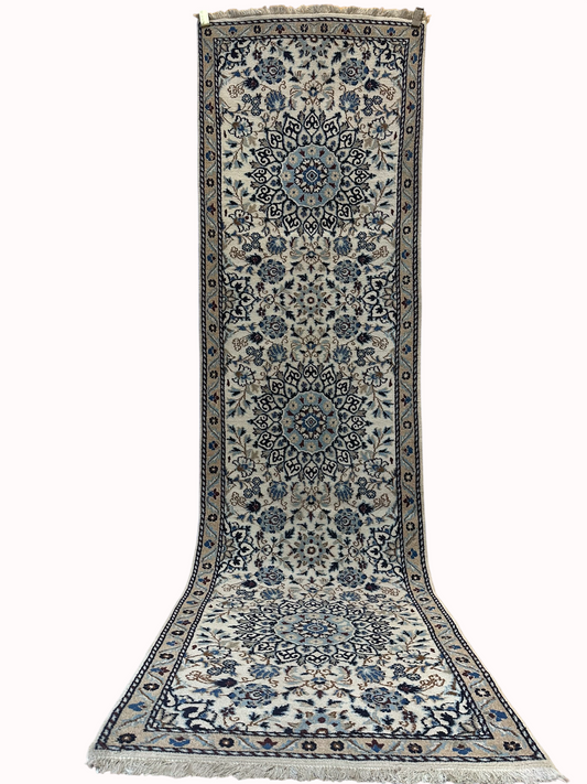 Handgeknüpfter Perser Läufer Nain 280x80 cm – Wolle mit Seide