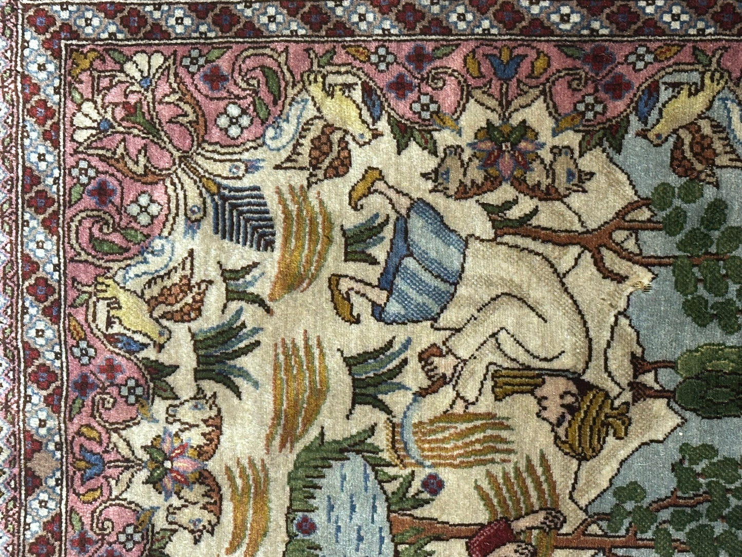 Orientteppich handgeknüpft Türkmen Hereke Bildteppich Bildmotiv 67x60 cm