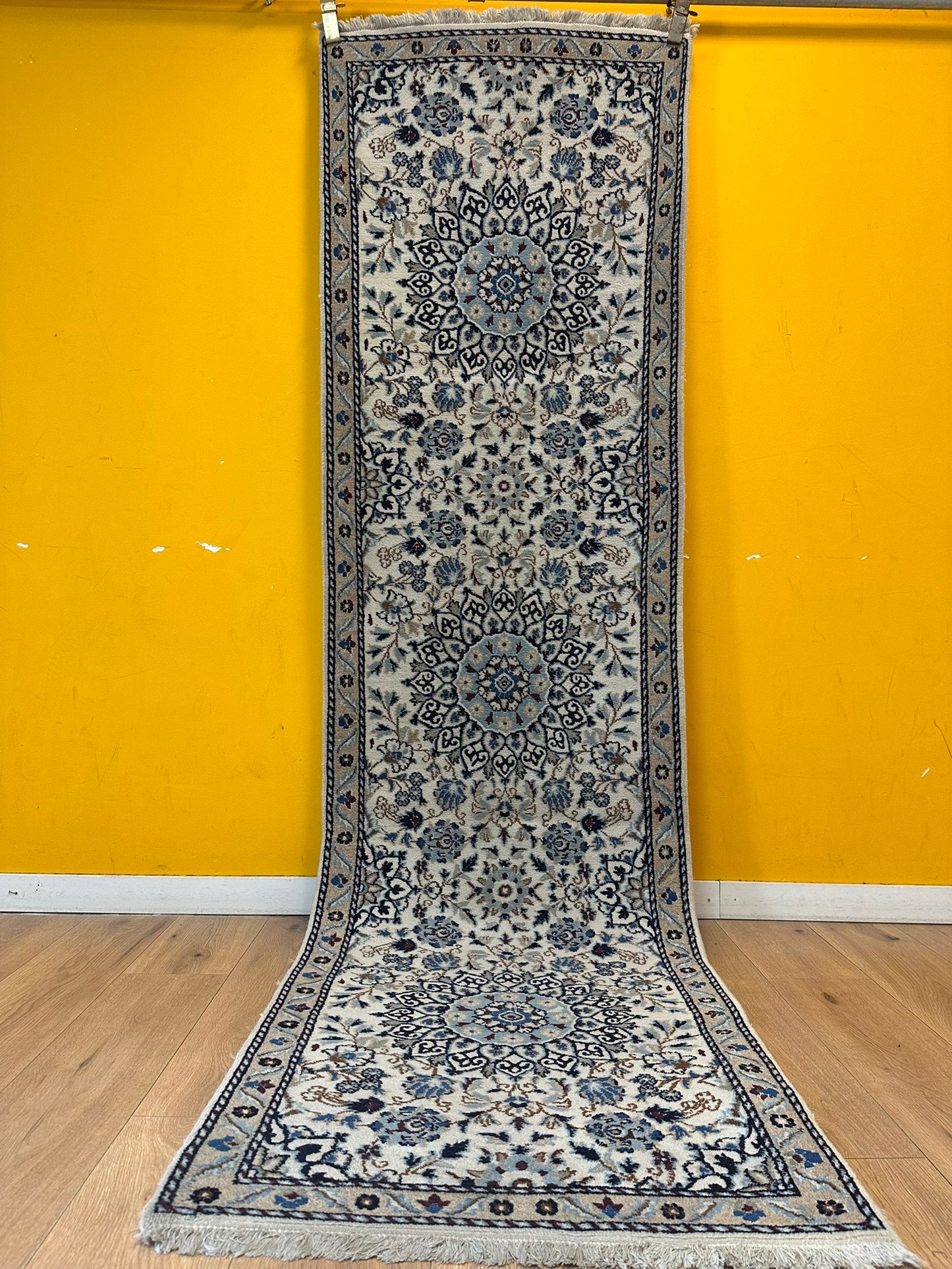 Handgeknüpfter Perser Läufer Nain 280x80 cm – Wolle mit Seide