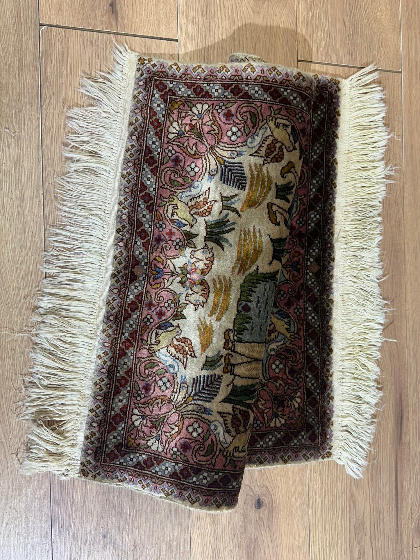 Orientteppich handgeknüpft Türkmen Hereke Bildteppich Bildmotiv 67x60 cm