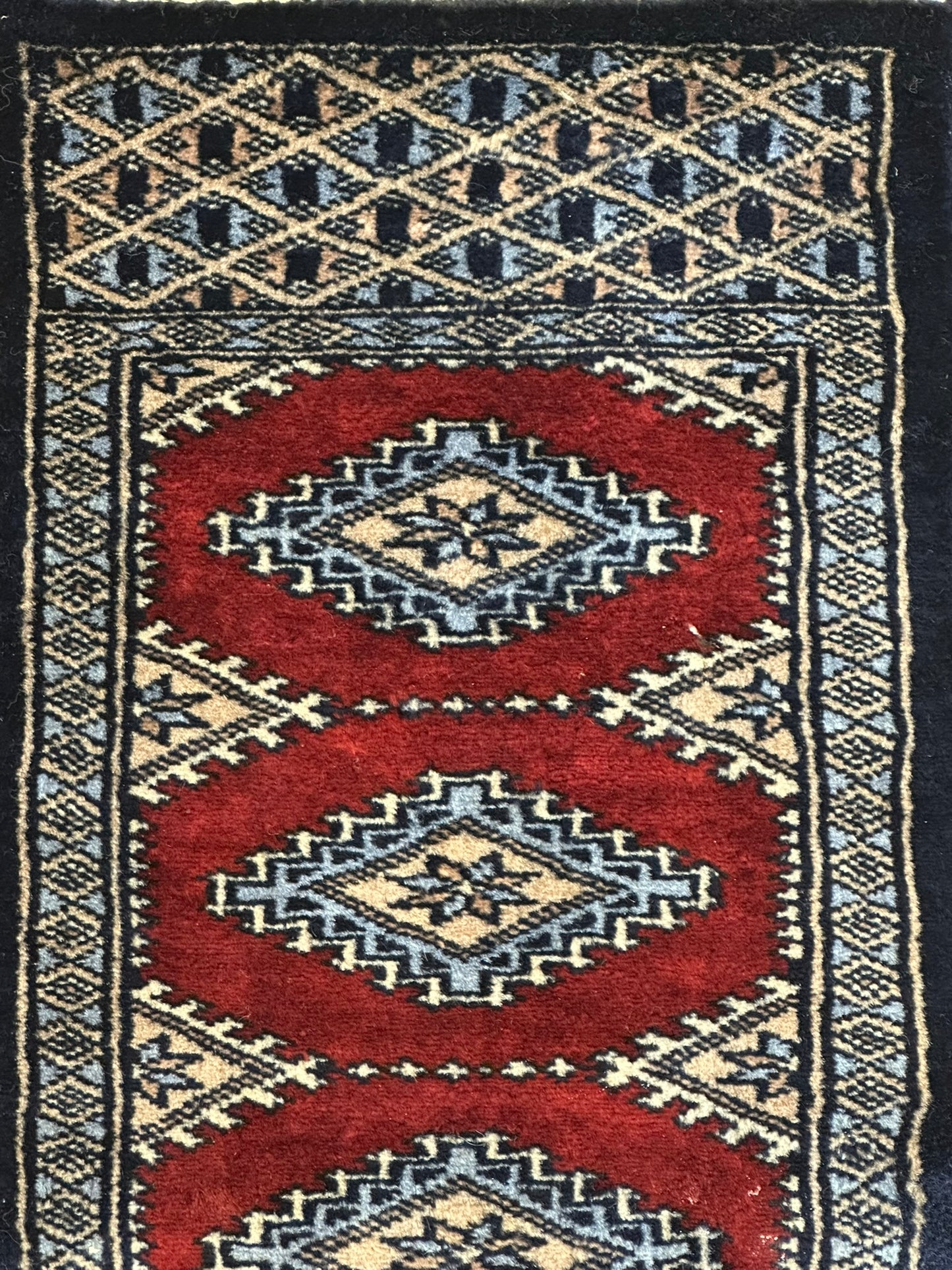Antik Orientteppich handgeknüpft Pakistan Buchara Jomut Läufer 150x32 cm