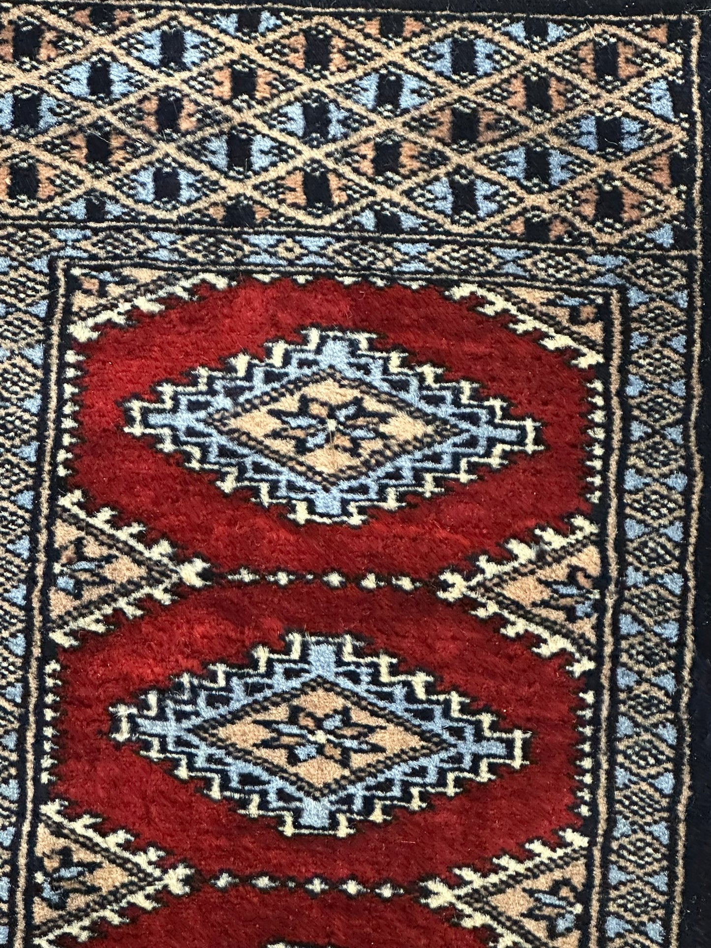Antik Orientteppich handgeknüpft Pakistan Buchara Jomut Läufer 150x32 cm