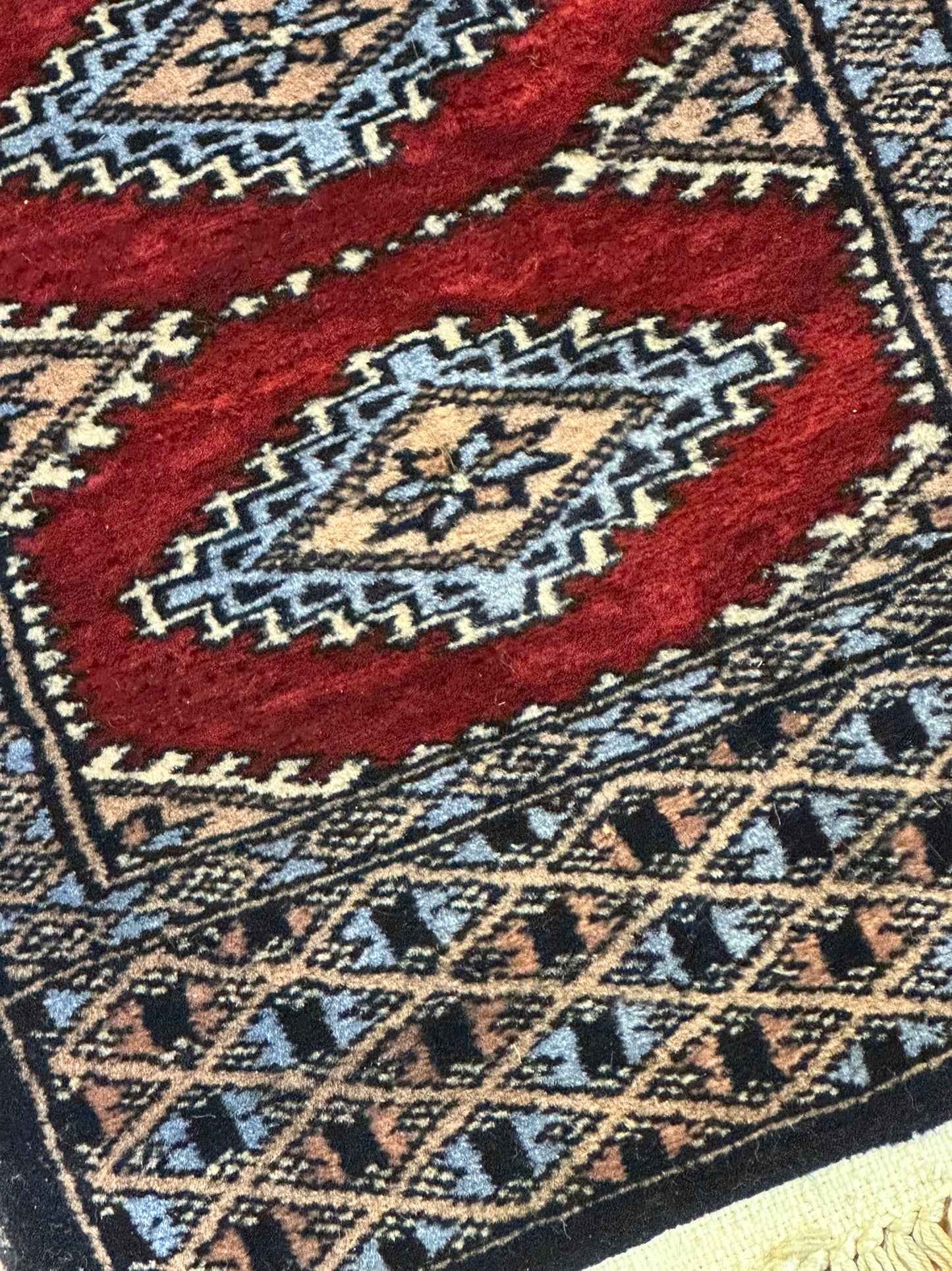 Antik Orientteppich handgeknüpft Pakistan Buchara Jomut Läufer 150x32 cm