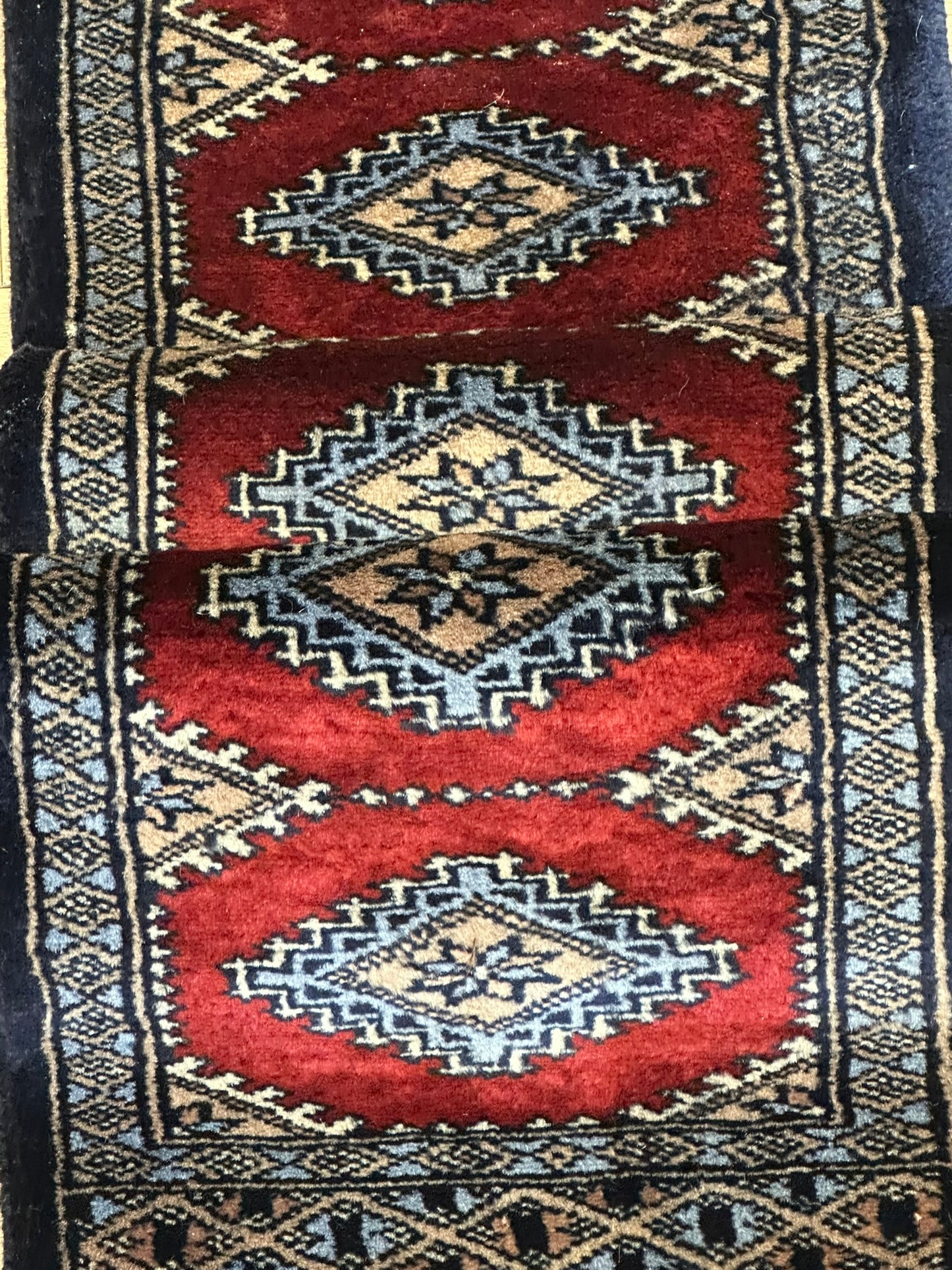 Antik Orientteppich handgeknüpft Pakistan Buchara Jomut Läufer 150x32 cm