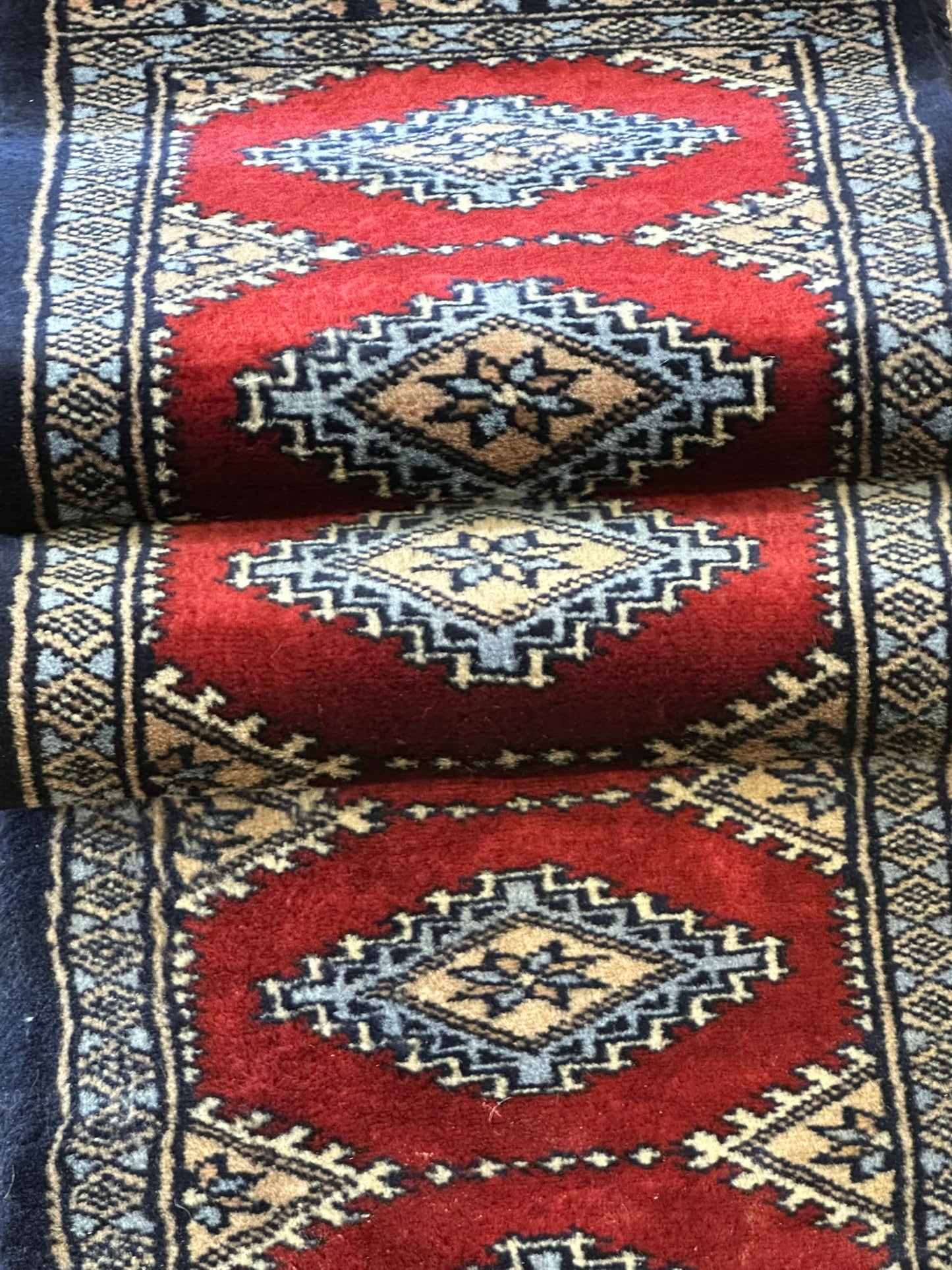 Antik Orientteppich handgeknüpft Pakistan Buchara Jomut Läufer 150x32 cm