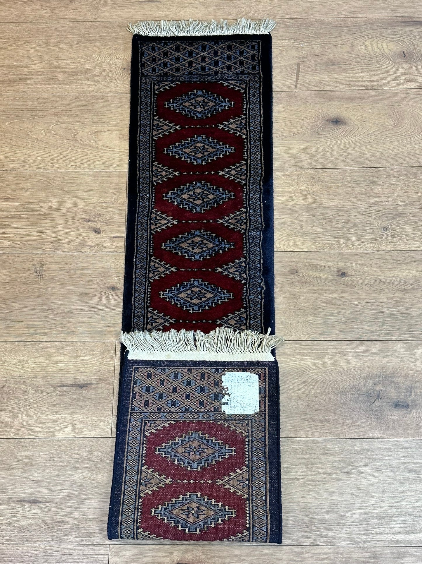 Antik Orientteppich handgeknüpft Pakistan Buchara Jomut Läufer 150x32 cm