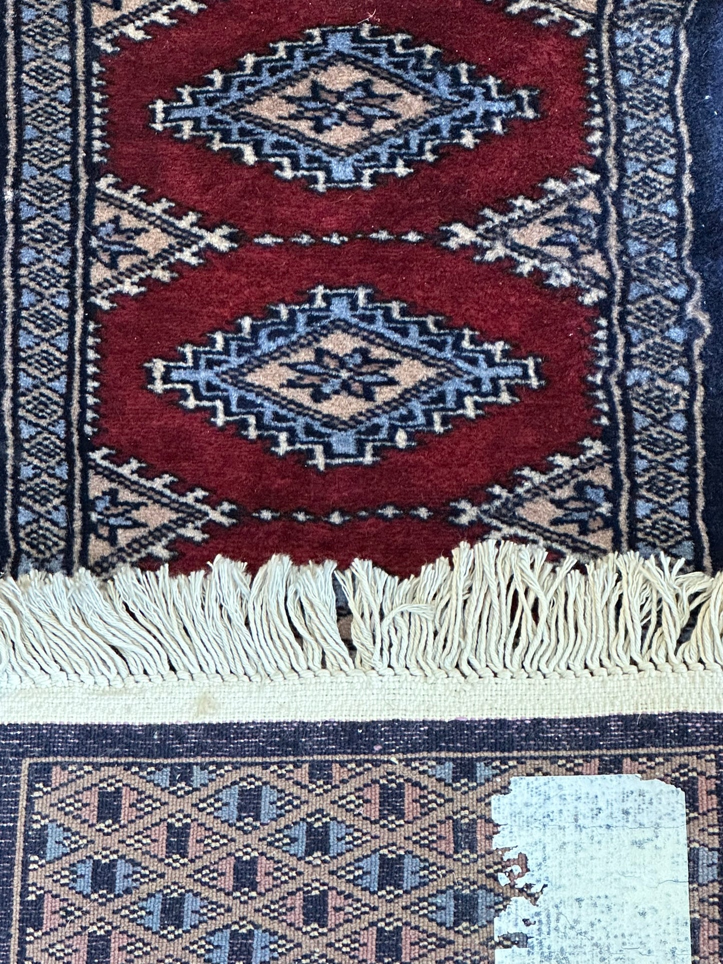 Antik Orientteppich handgeknüpft Pakistan Buchara Jomut Läufer 150x32 cm