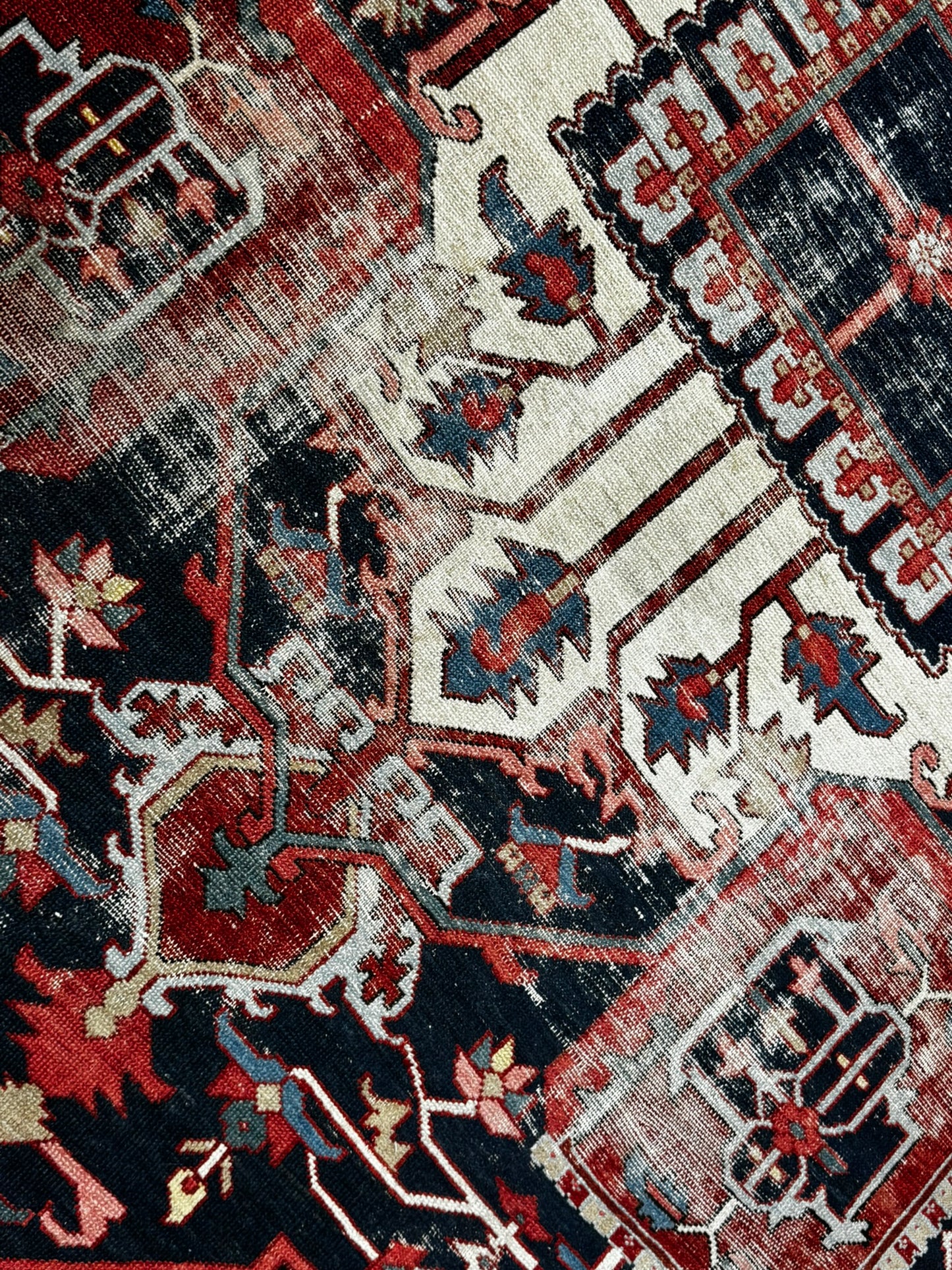 Antik Orientteppich handgeknüpft Heriz Serapi naturfarben  396x290 cm