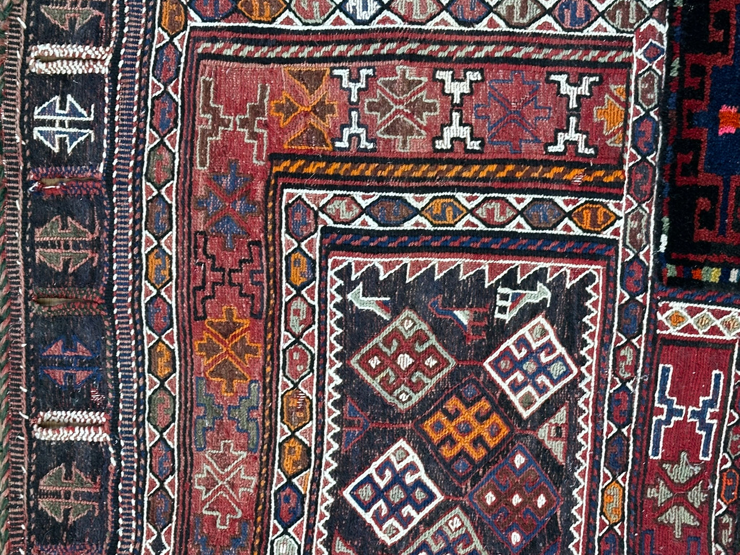 Antik Orientteppich handgewebt Bachtiar  260x100 cm
