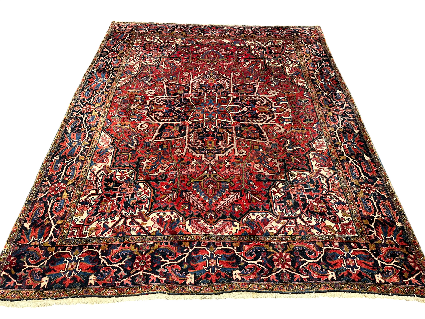 Antik Orientteppich handgeknüpft Heriz Naturfarben  325x256 cm