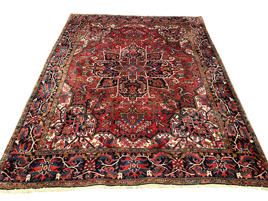 Antik Orientteppich handgeknüpft Heriz Naturfarben  325x256 cm