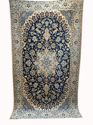 Handgeknüpfter Perser Teppich Nain 210x120 cm – Medaillon Seide
