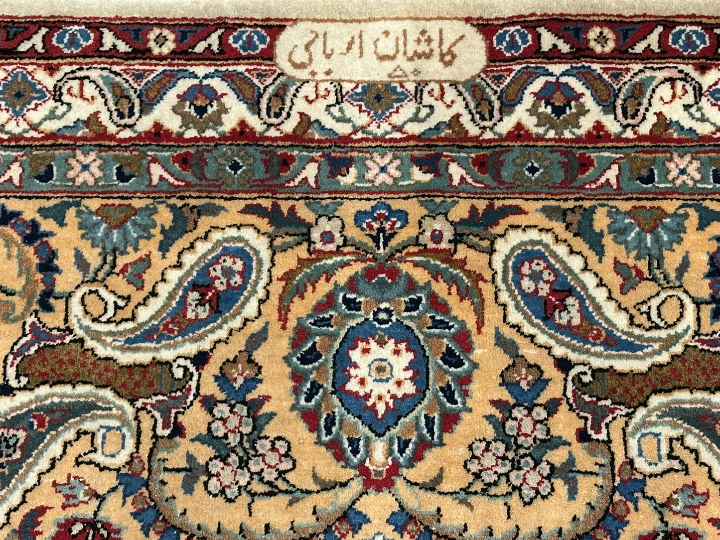 Antik Orientteppich handgeknüpft Keschan Korkwolle Signiert 397x290 cm