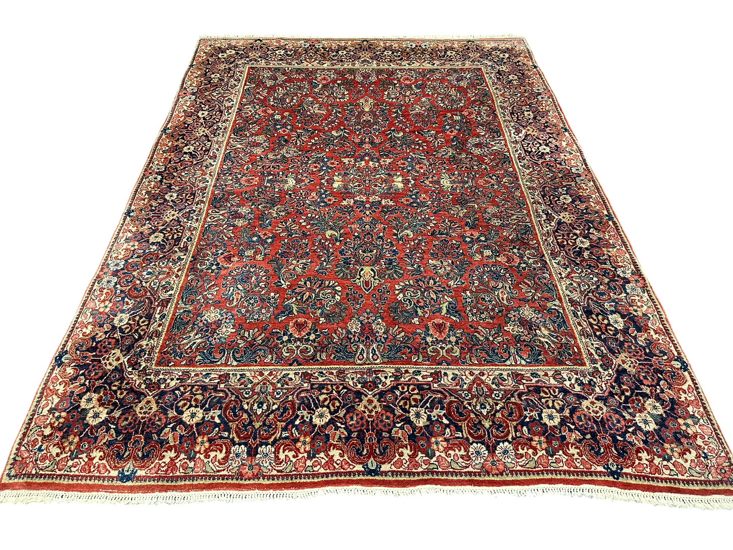 Antik Orientteppich handgeknüpft Sarough Wolle Naturfarben  315x235 cm