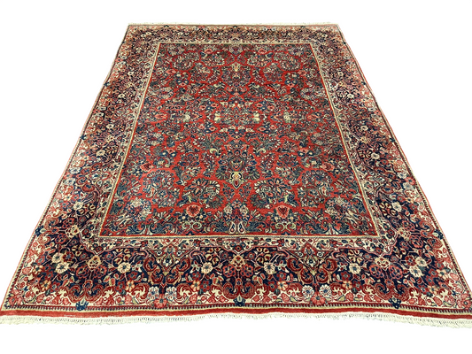 Antik Orientteppich handgeknüpft Sarough Wolle Naturfarben  315x235 cm