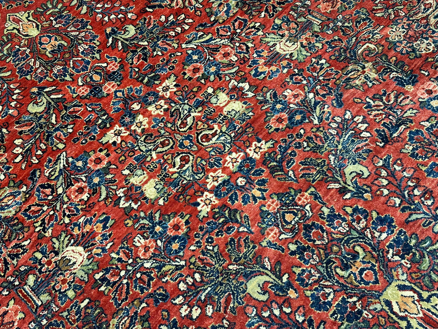 Antik Orientteppich handgeknüpft Sarough Wolle Naturfarben  315x235 cm