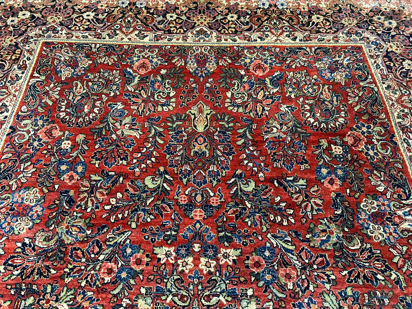 Antik Orientteppich handgeknüpft Sarough Wolle Naturfarben  315x235 cm