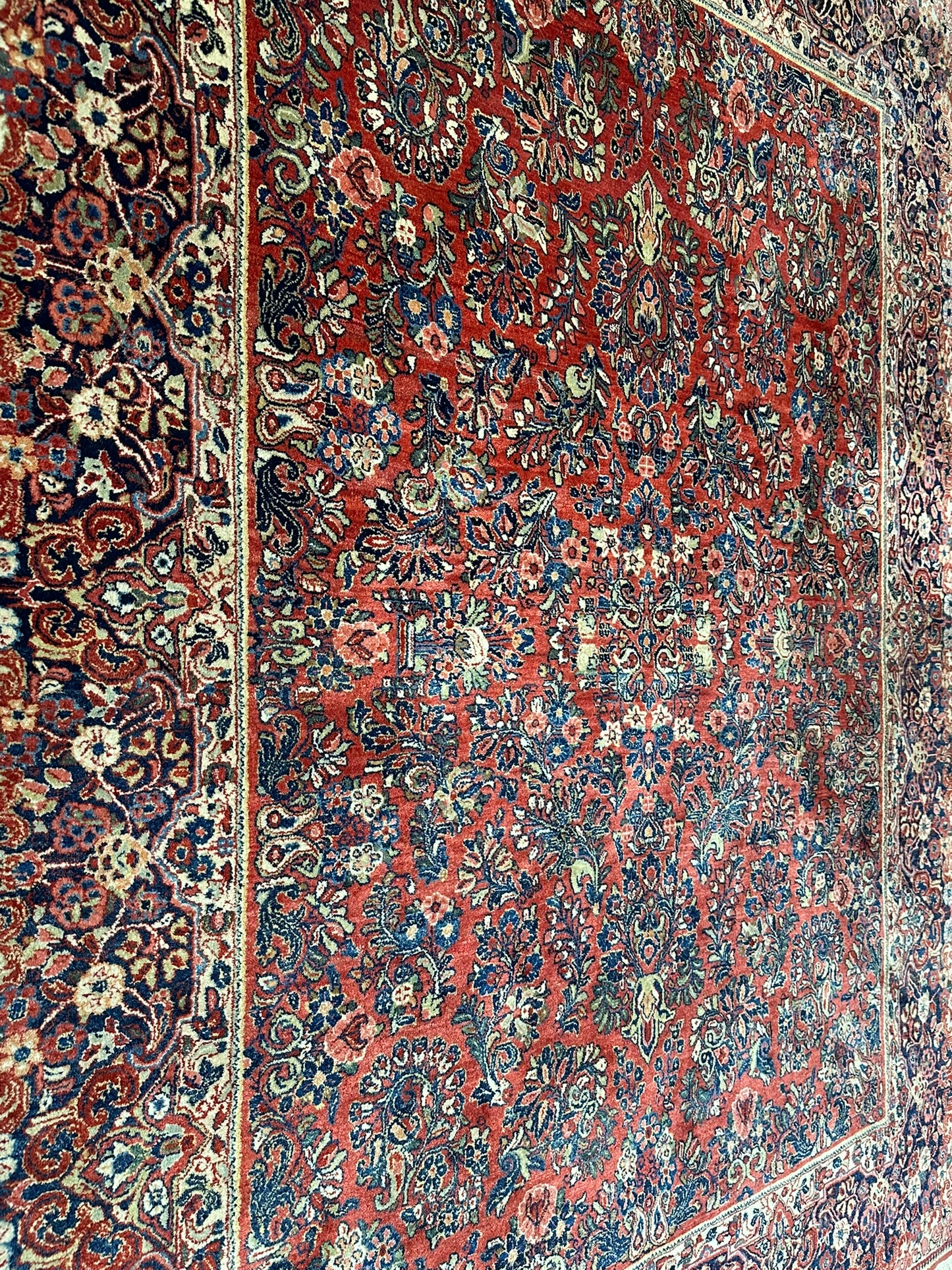 Antik Orientteppich handgeknüpft Sarough Wolle Naturfarben  315x235 cm