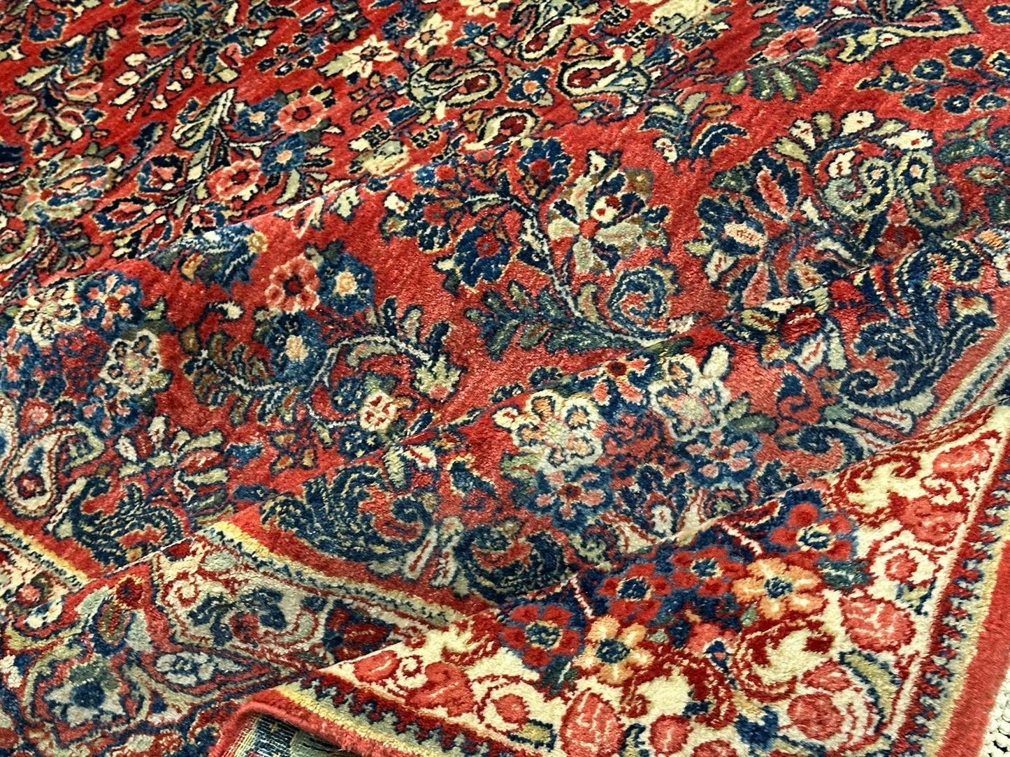 Antik Orientteppich handgeknüpft Sarough Wolle Naturfarben  315x235 cm
