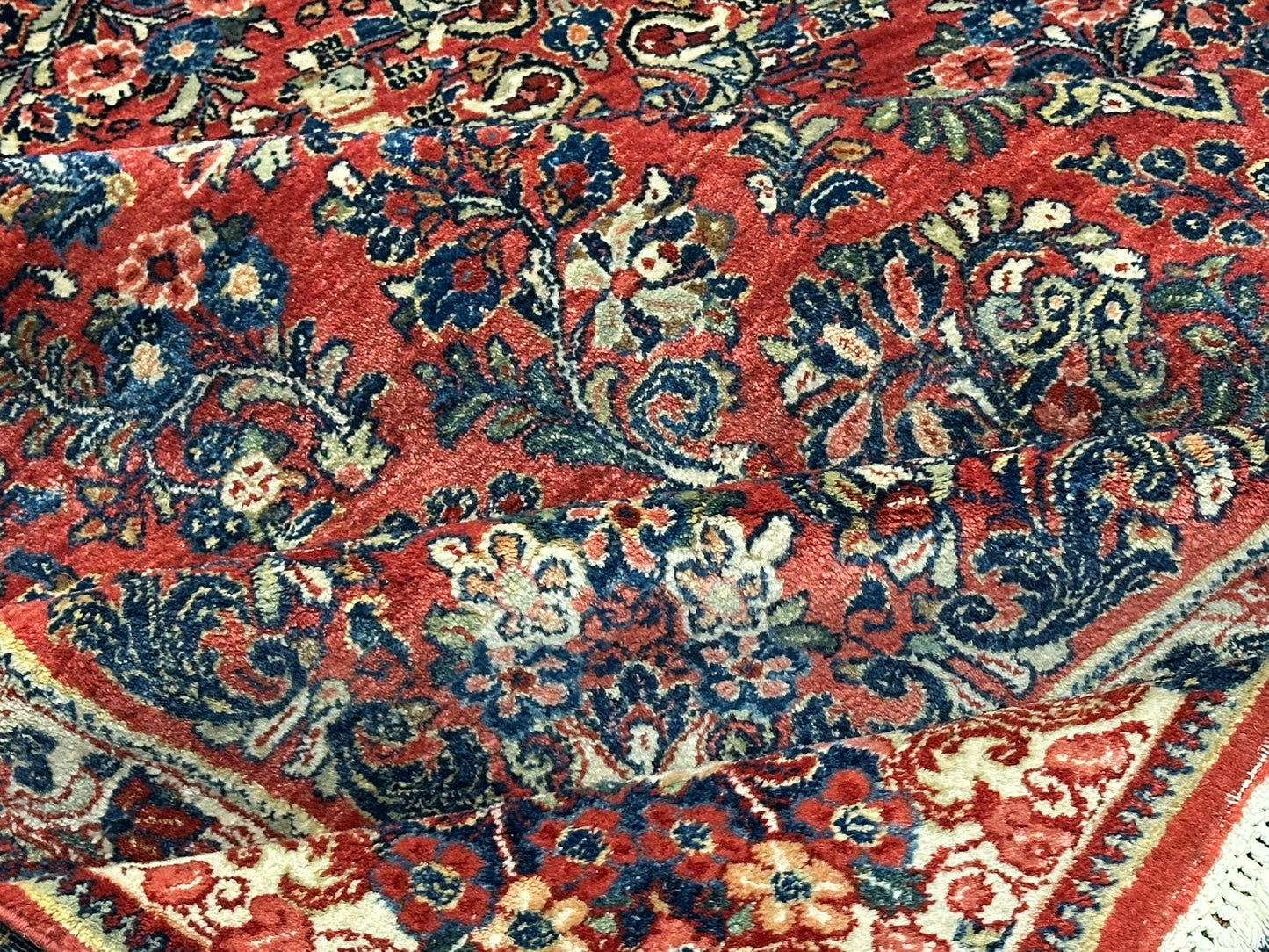 Antik Orientteppich handgeknüpft Sarough Wolle Naturfarben  315x235 cm