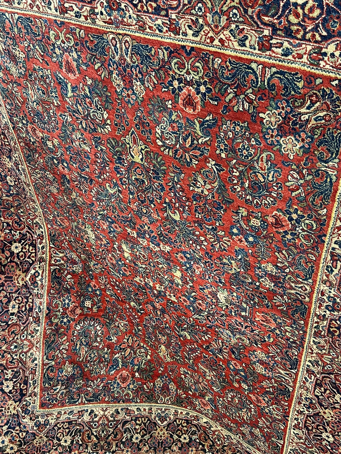 Antik Orientteppich handgeknüpft Sarough Wolle Naturfarben  315x235 cm