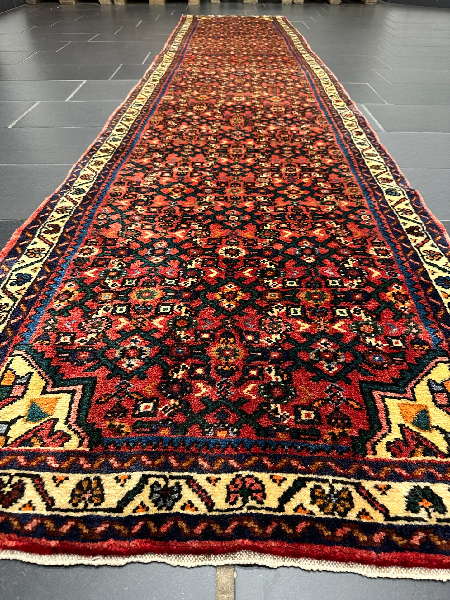 Handgeknüpfter Perser Orientteppich: Hamadan Läufer 390x81 cm