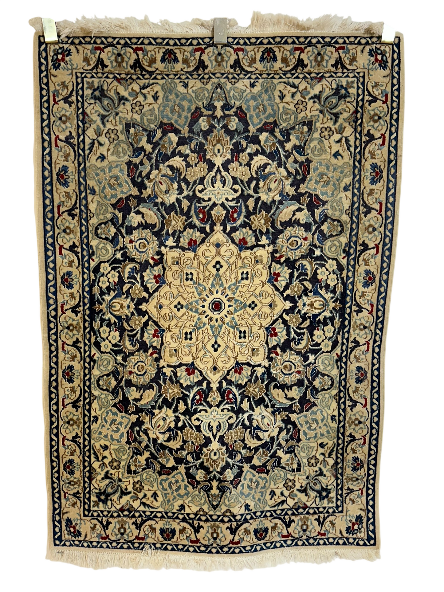 Orientteppich handgeknüpft Nain mit Seide 133x90 cm