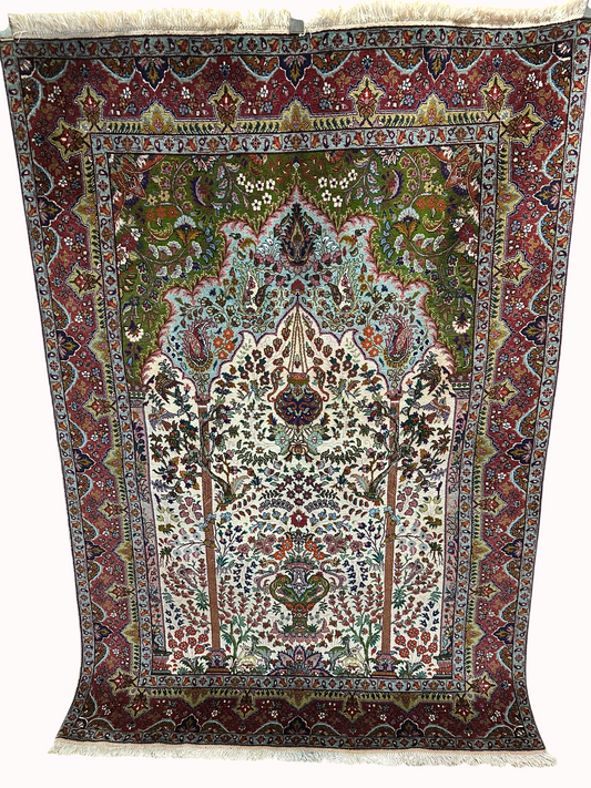 Handgeknüpfter Perser Teppich Täbriz 210x145 cm – Wolle mit Seide