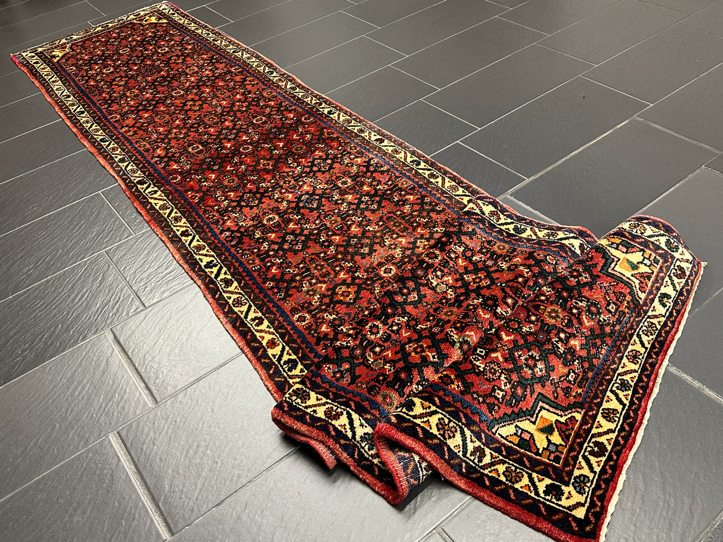 Handgeknüpfter Perser Orientteppich: Hamadan Läufer 390x81 cm