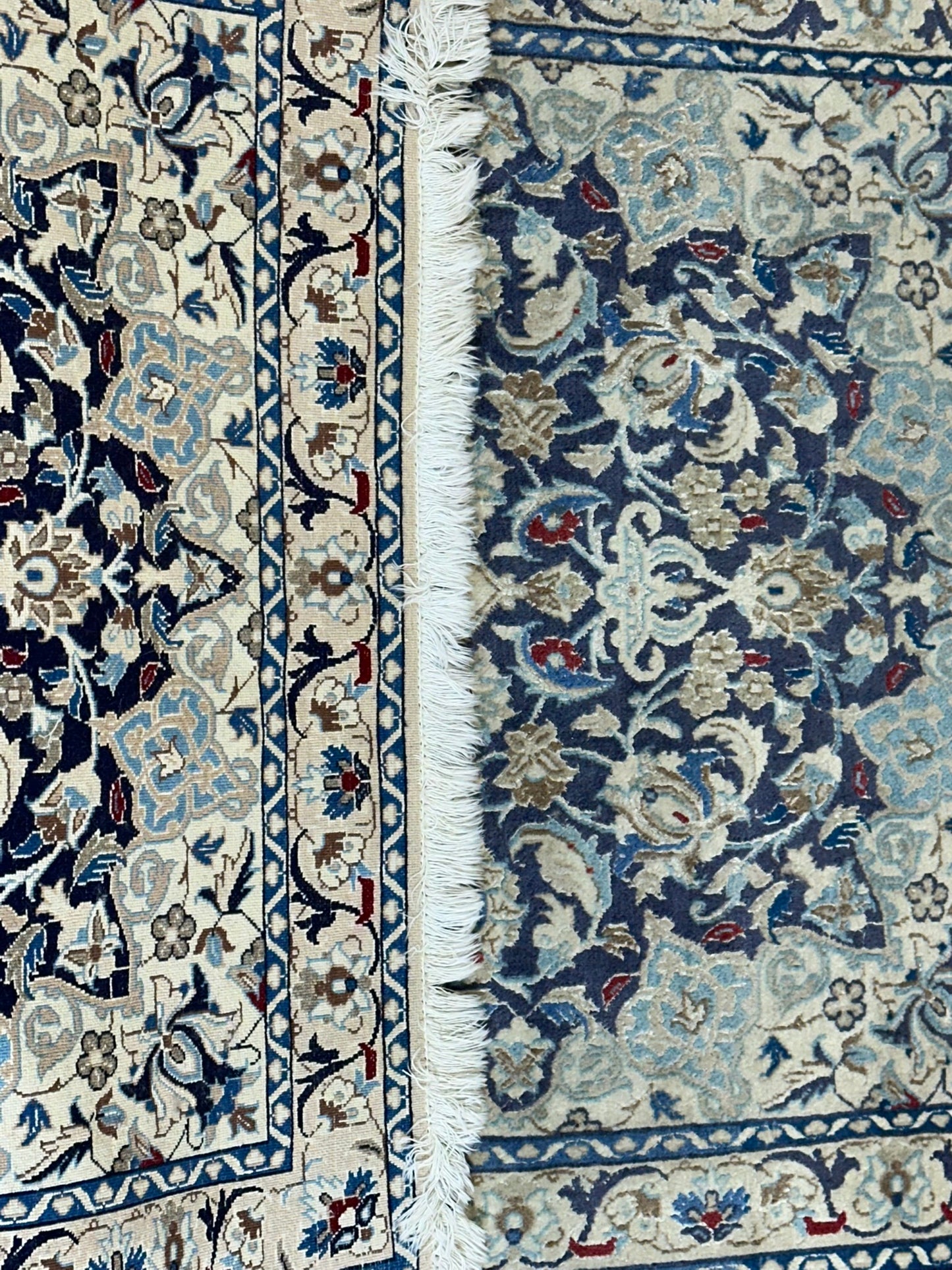 Orientteppich handgeknüpft Nain mit Seide 133x90 cm