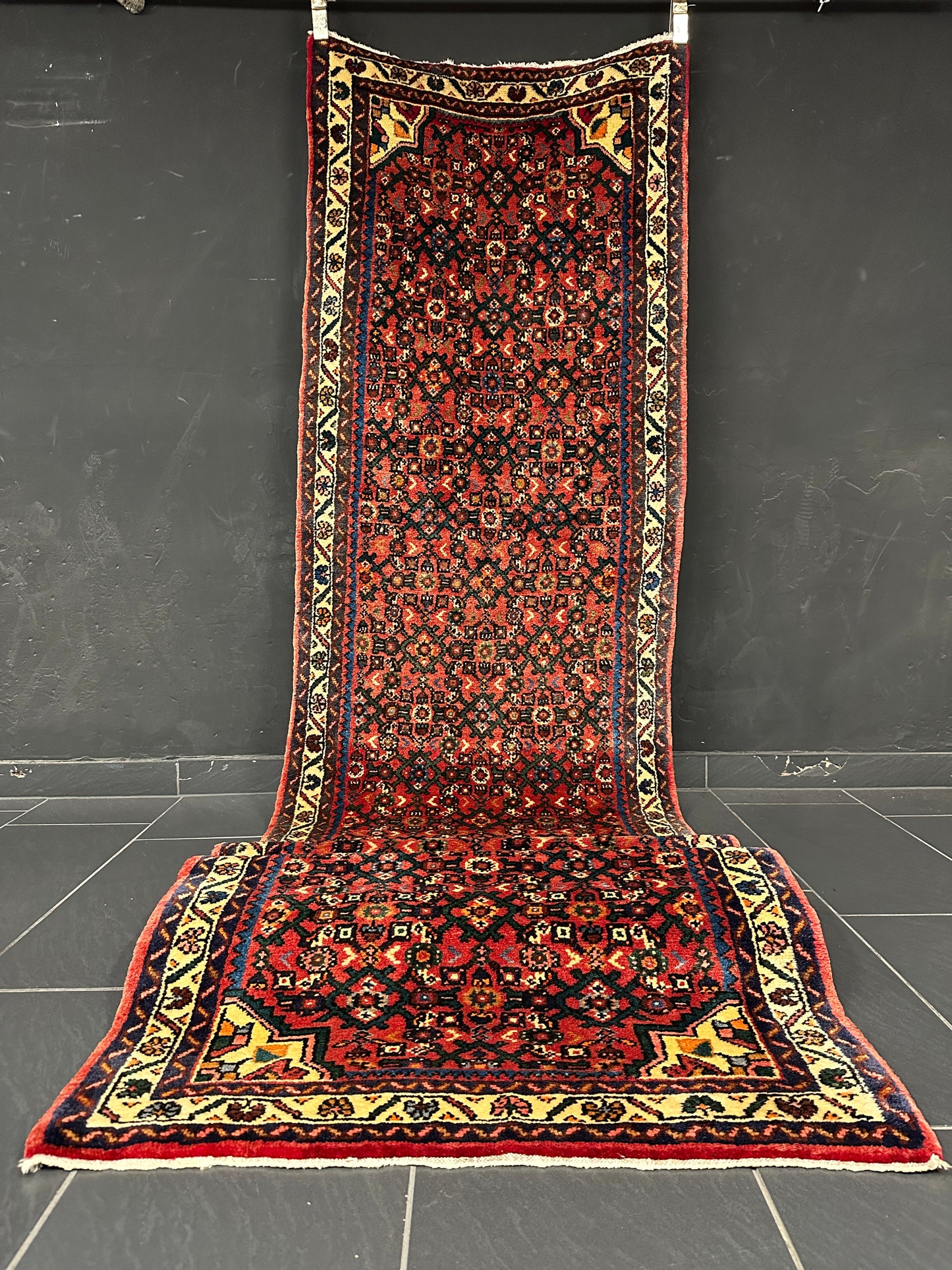 Handgeknüpfter Perser Orientteppich: Hamadan Läufer 390x81 cm