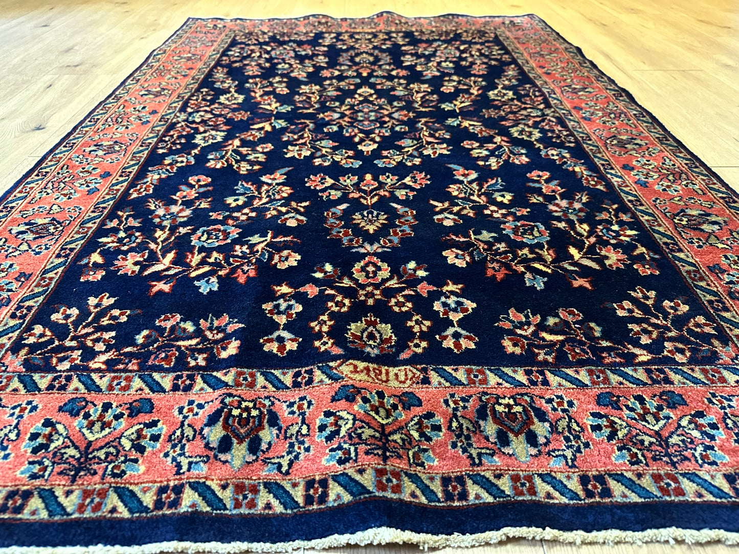 Handgeknüpfter Perser Teppich Sarouqh 210x136 cm – Antik um 1900