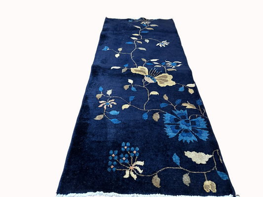 Handgeknüpfter China Läufer 160x65 cm – Art Deco Antik