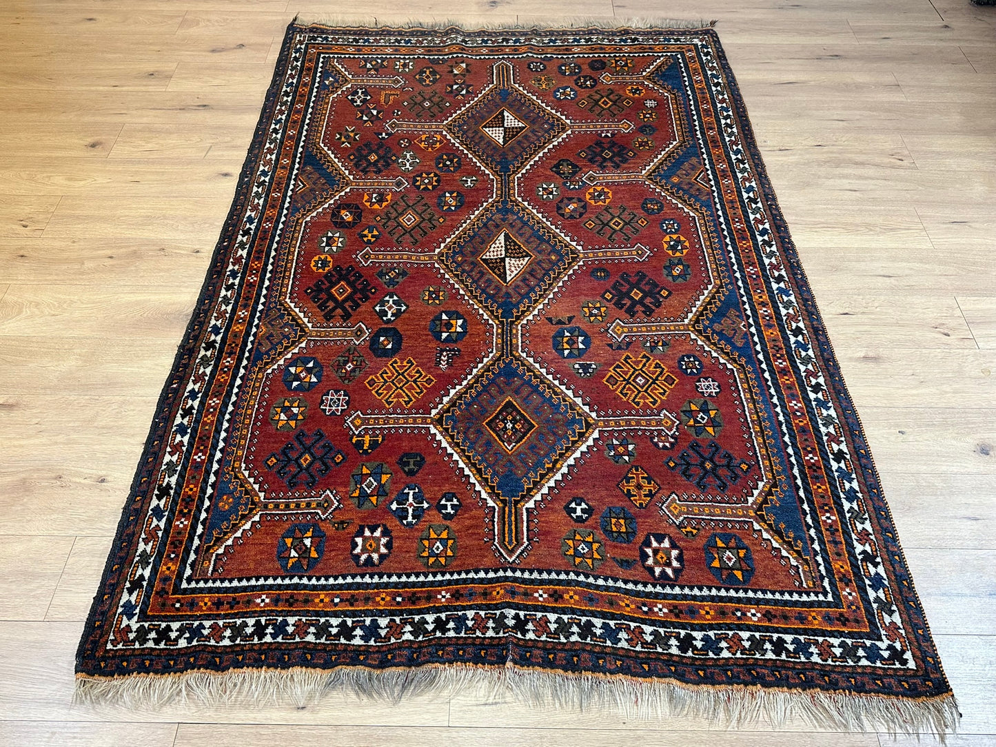 Antik Orientteppich handgeknüpft Schiras  250x166 cm