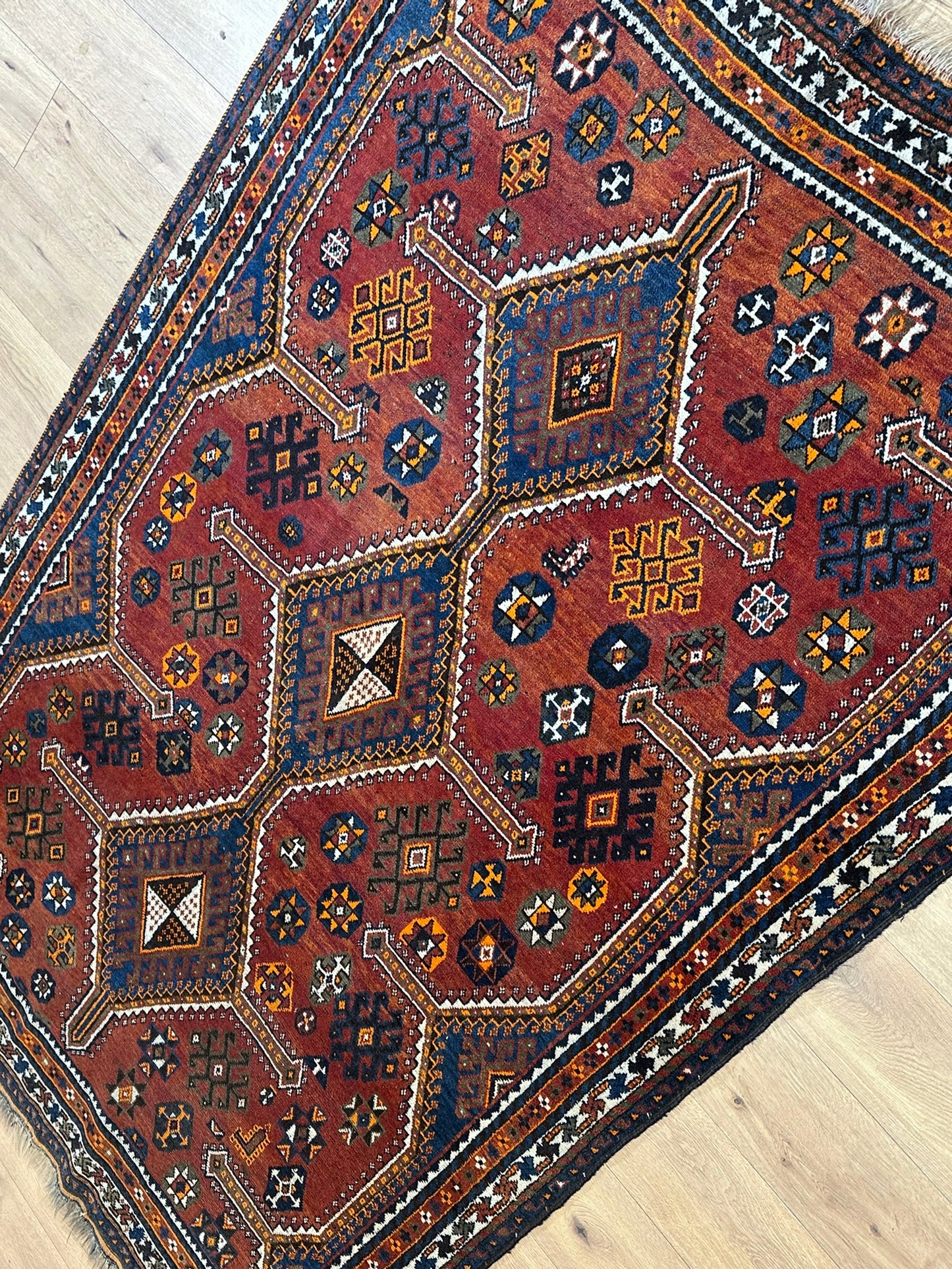 Antik Orientteppich handgeknüpft Schiras  250x166 cm