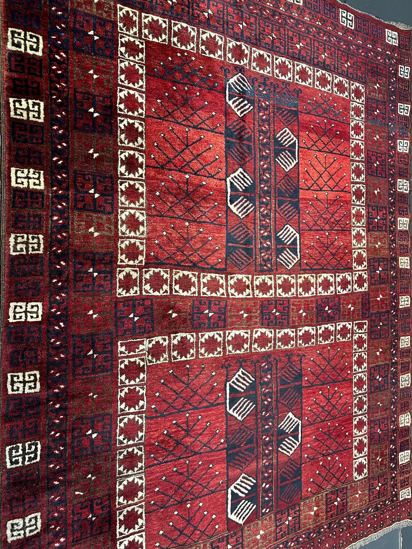 Antiker Handgeknüpfter Afghan Esari Orientteppich 222x186cm -