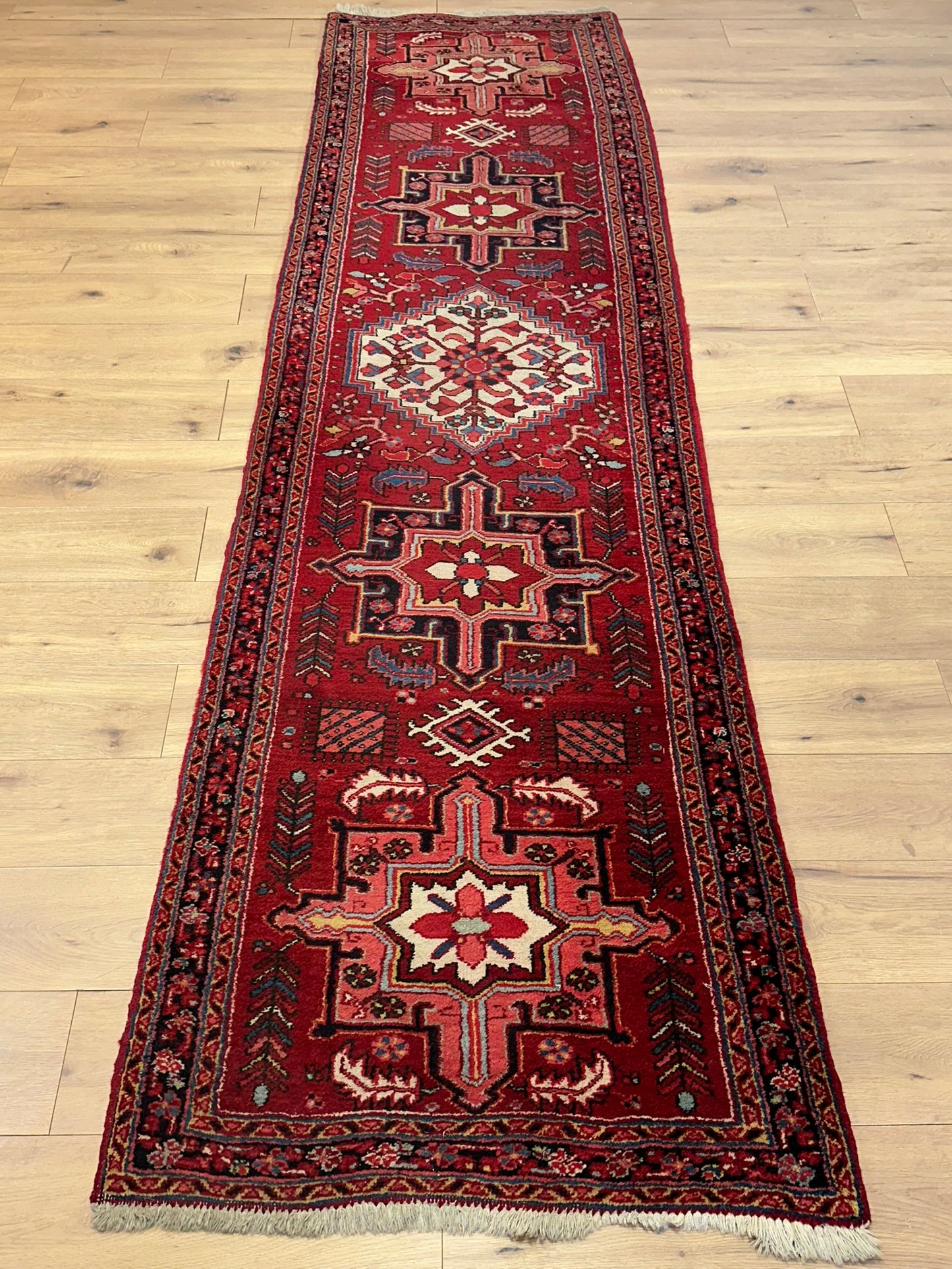 Orientteppich handgeknüpft Heriz / Karadja Naturfarben 340x93 cm