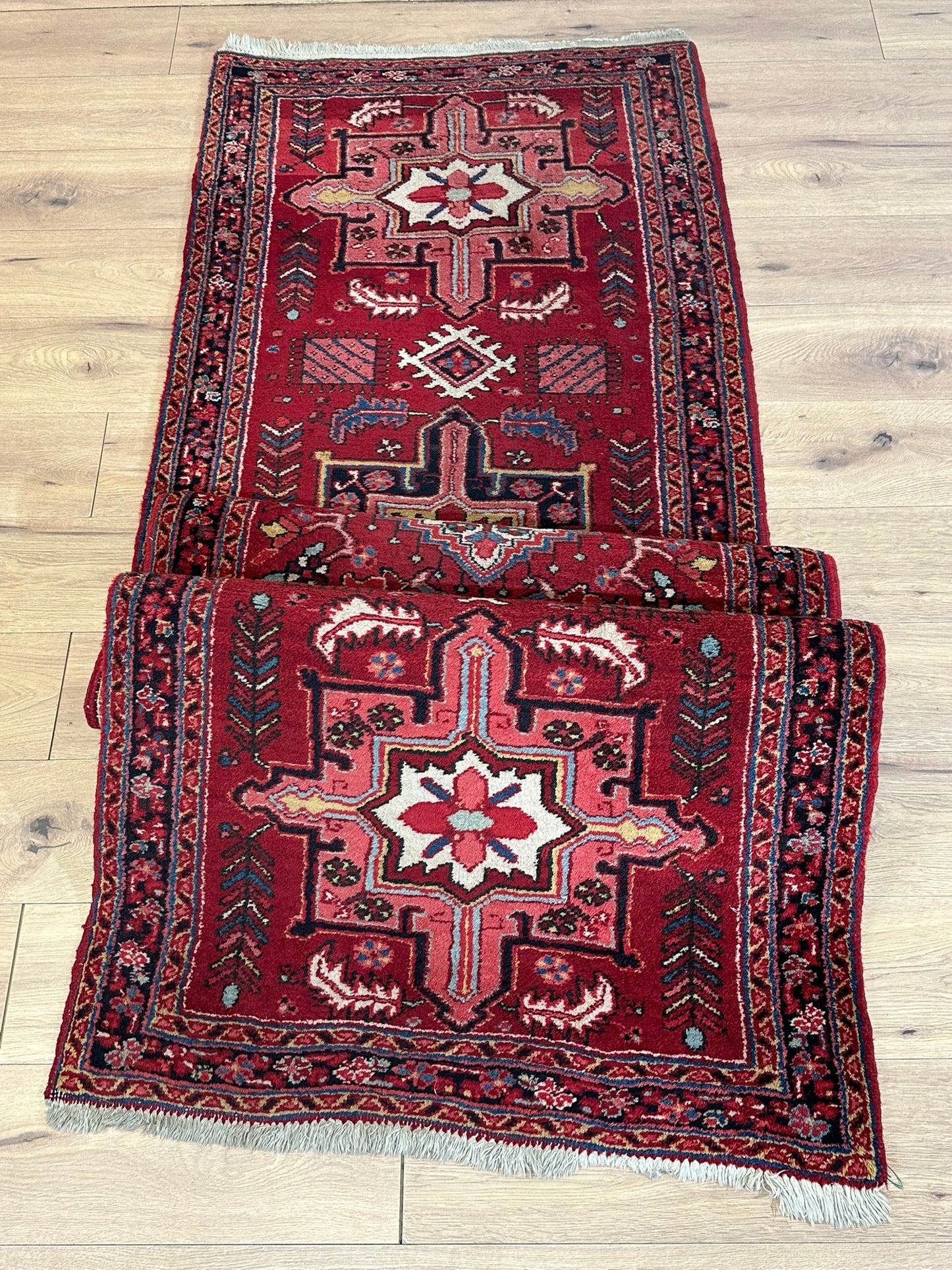 Orientteppich handgeknüpft Heriz / Karadja Naturfarben 340x93 cm