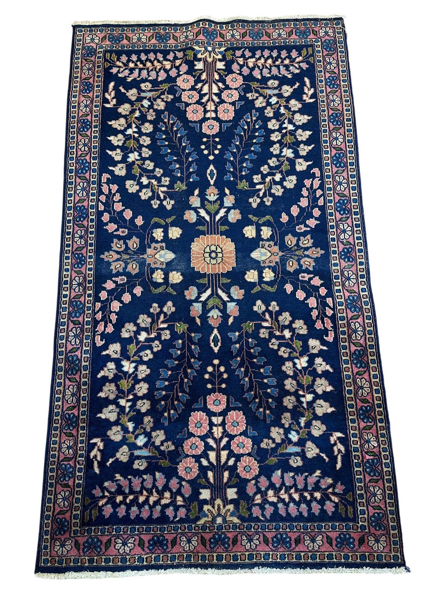 Antik Orientteppich handgeknüpft Sarough Re-Import 164x90 cm