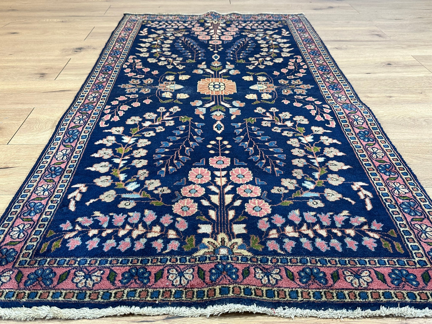 Antik Orientteppich handgeknüpft Sarough Re-Import 164x90 cm