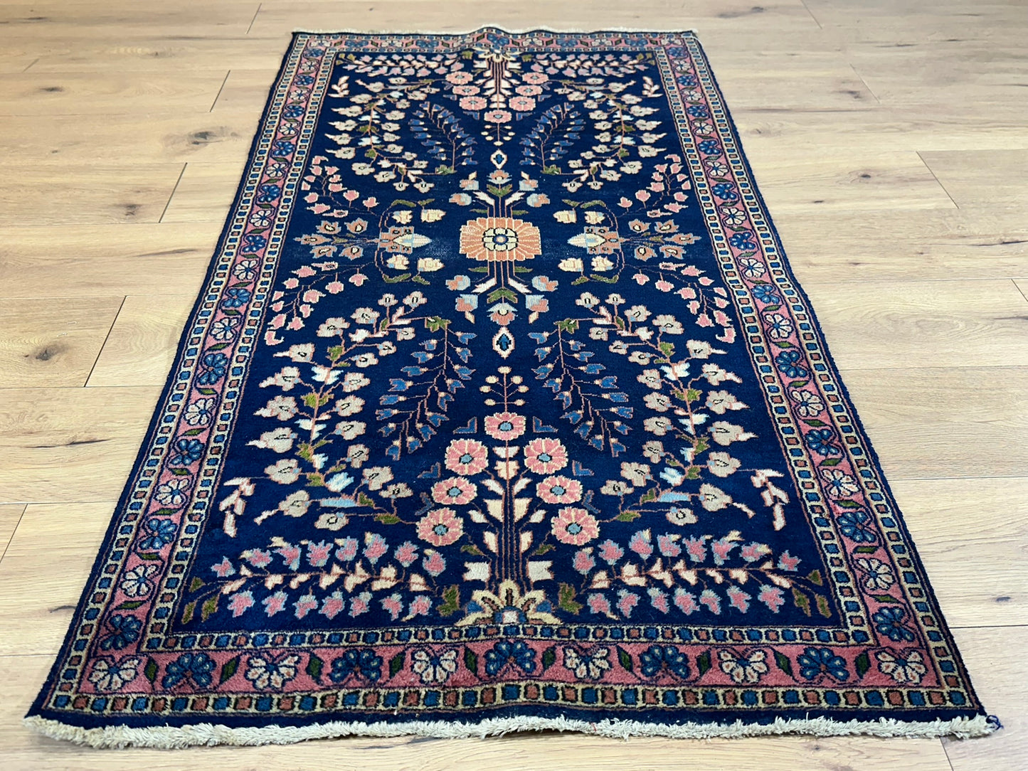Antik Orientteppich handgeknüpft Sarough Re-Import 164x90 cm