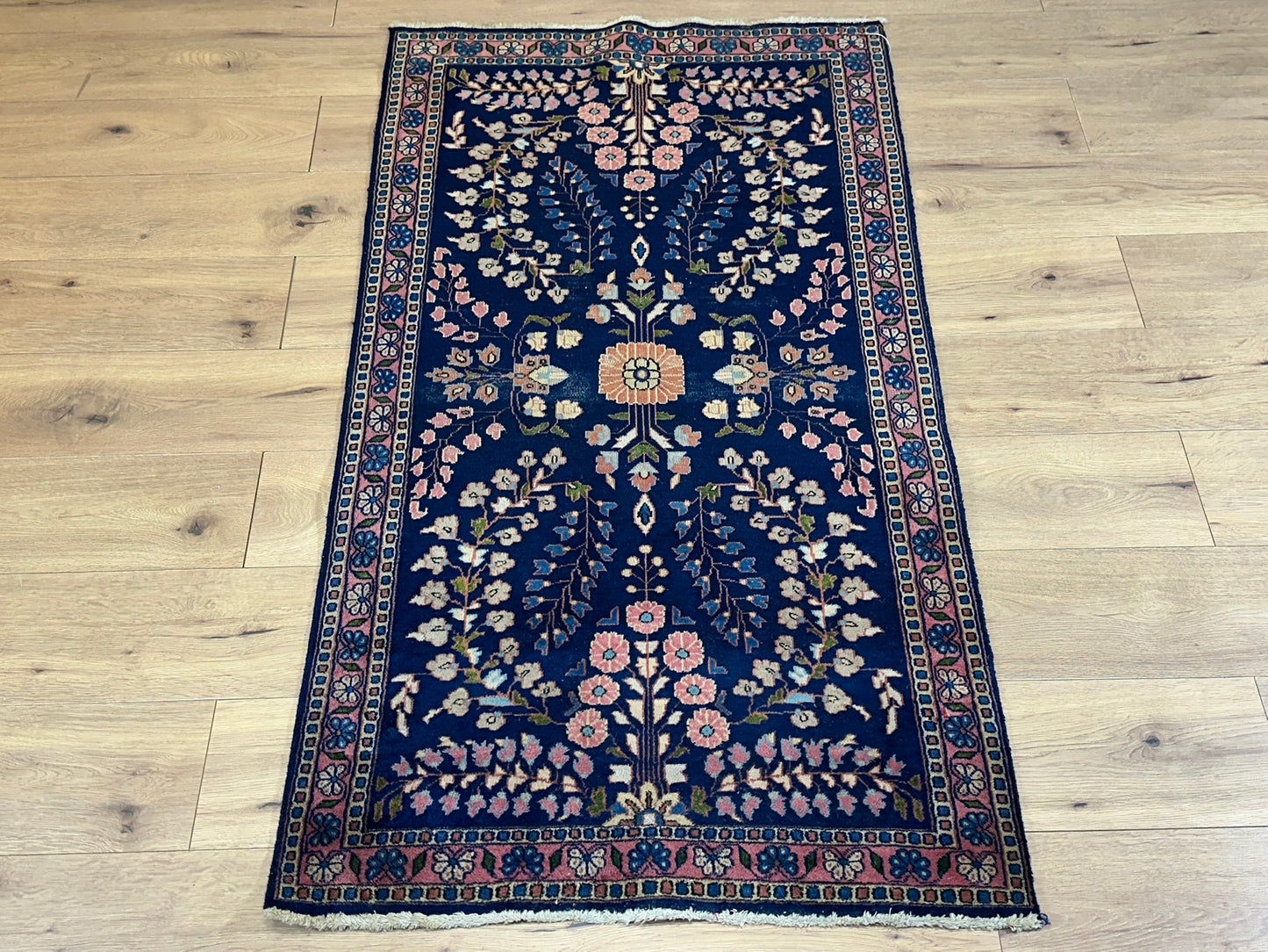 Antik Orientteppich handgeknüpft Sarough Re-Import 164x90 cm