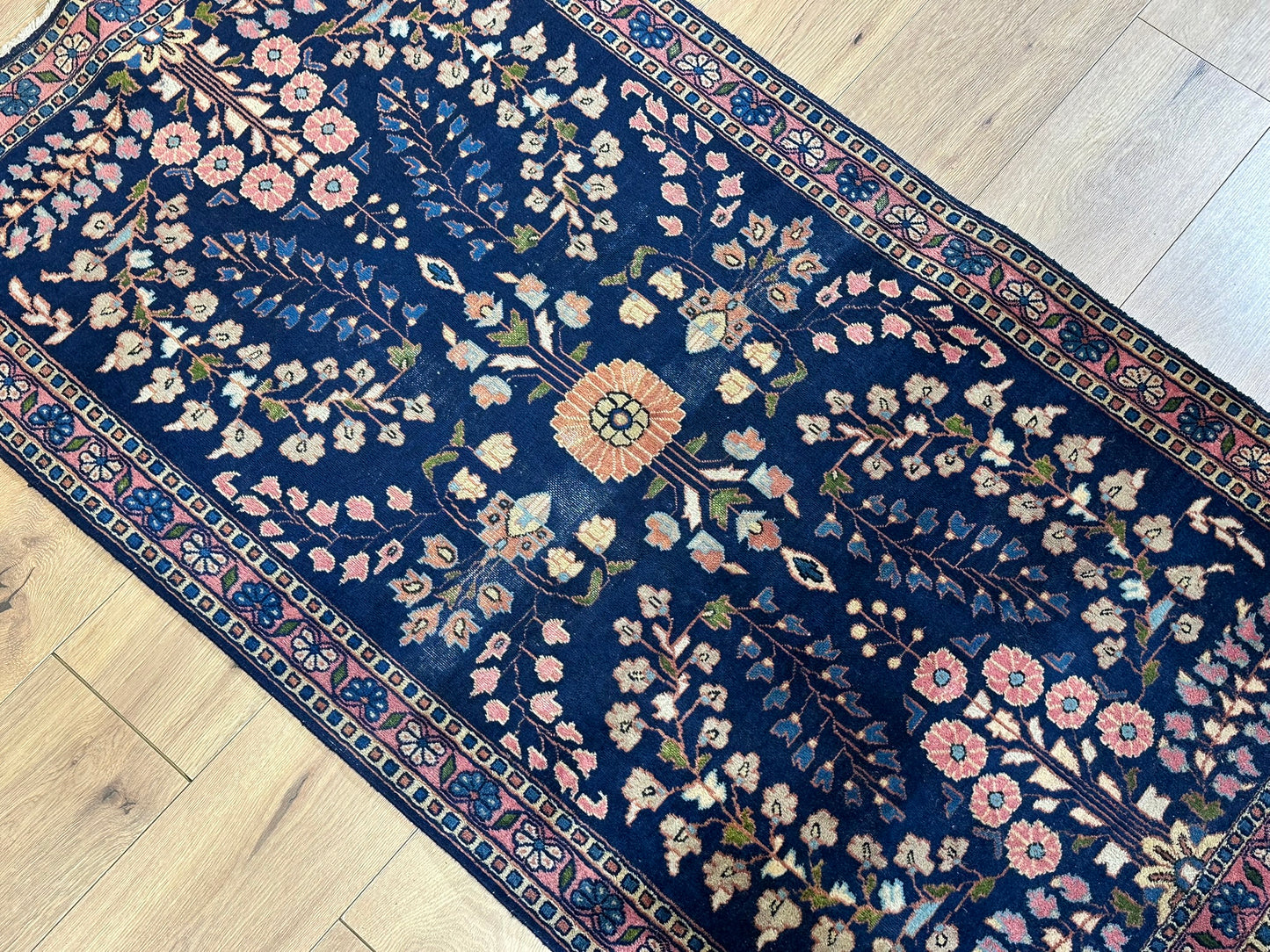 Antik Orientteppich handgeknüpft Sarough Re-Import 164x90 cm