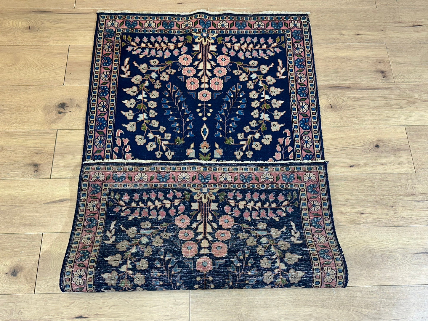 Antik Orientteppich handgeknüpft Sarough Re-Import 164x90 cm