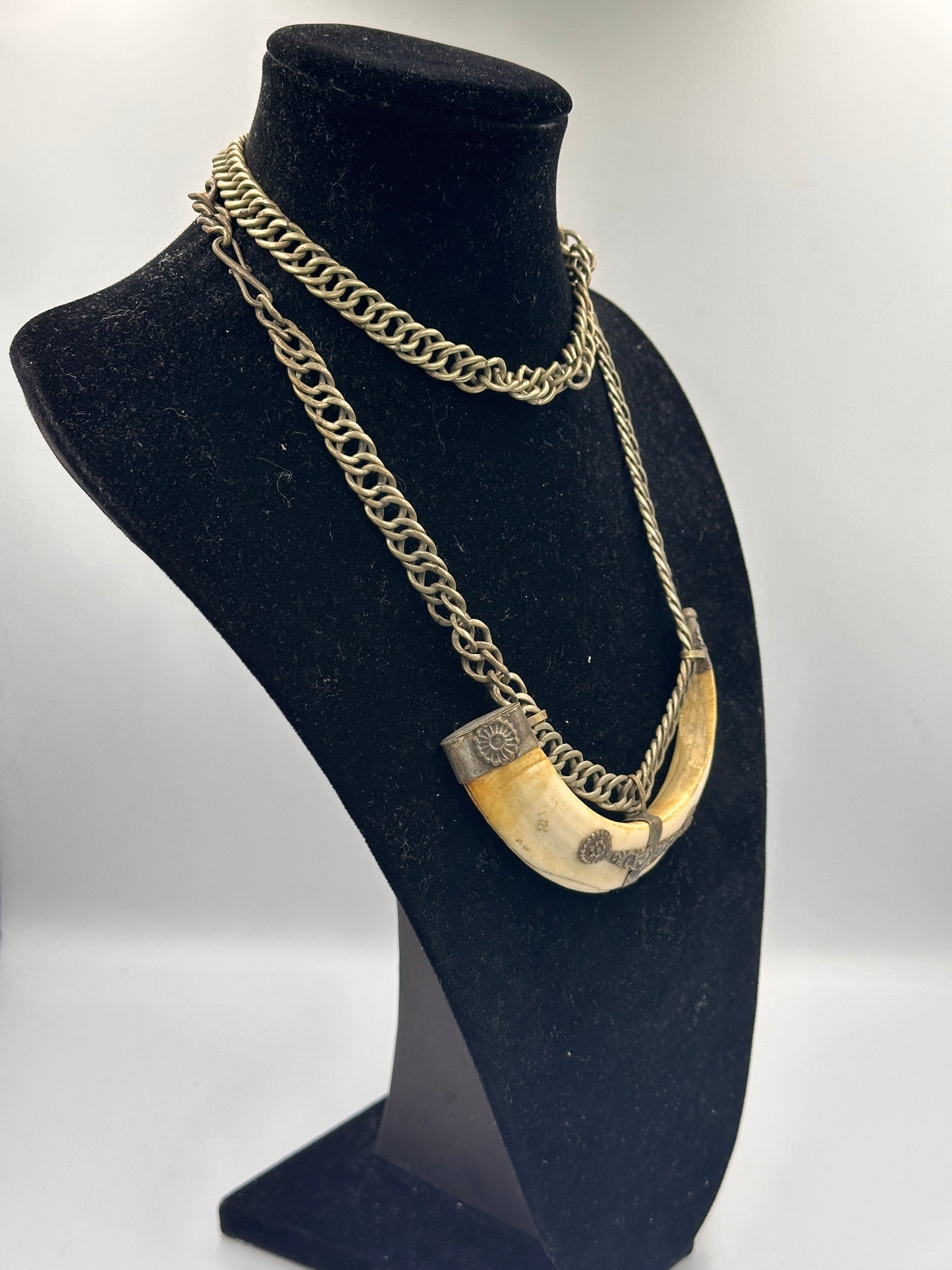 Antike Versilberte Halskette Afrikanische Handarbeit