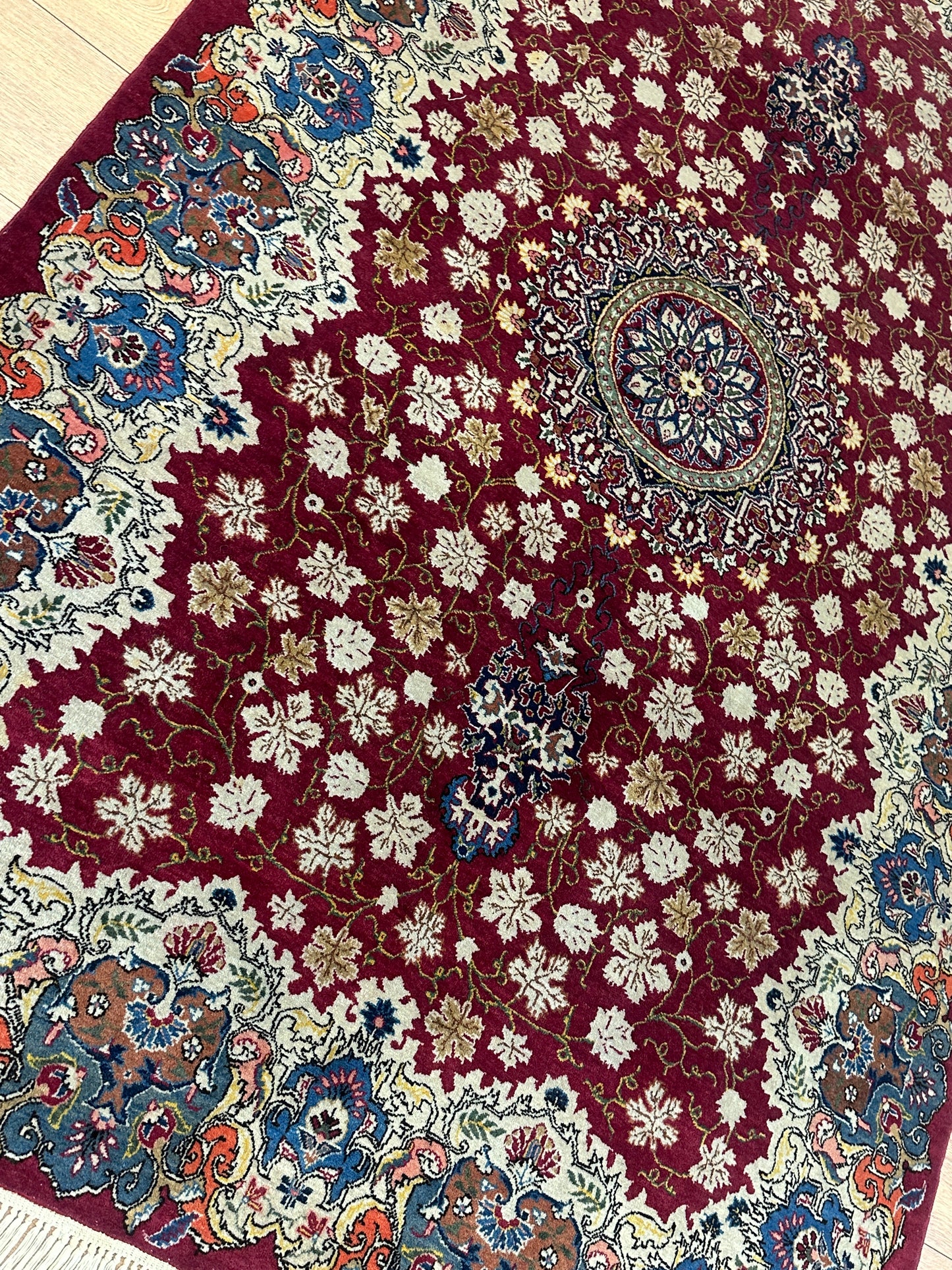 Handgeknüpfter Perser Orientteppich Keschan Korkwolle 210x135cm