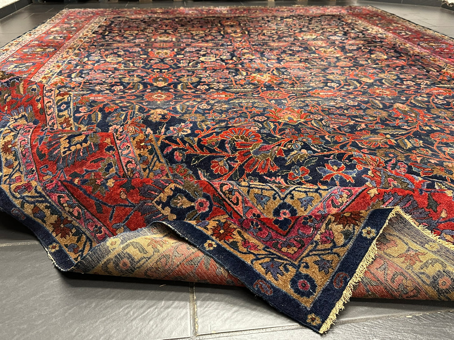 Antiker Handgeknüpfter Teppich Keschan  510x312 cm – Naturfarben