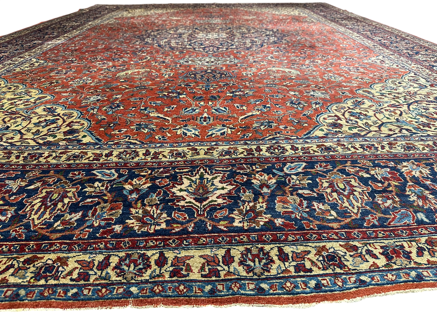 Selten Antiker Handgeknüpfter Teppich Lilian 475x350 cm – Naturfarben