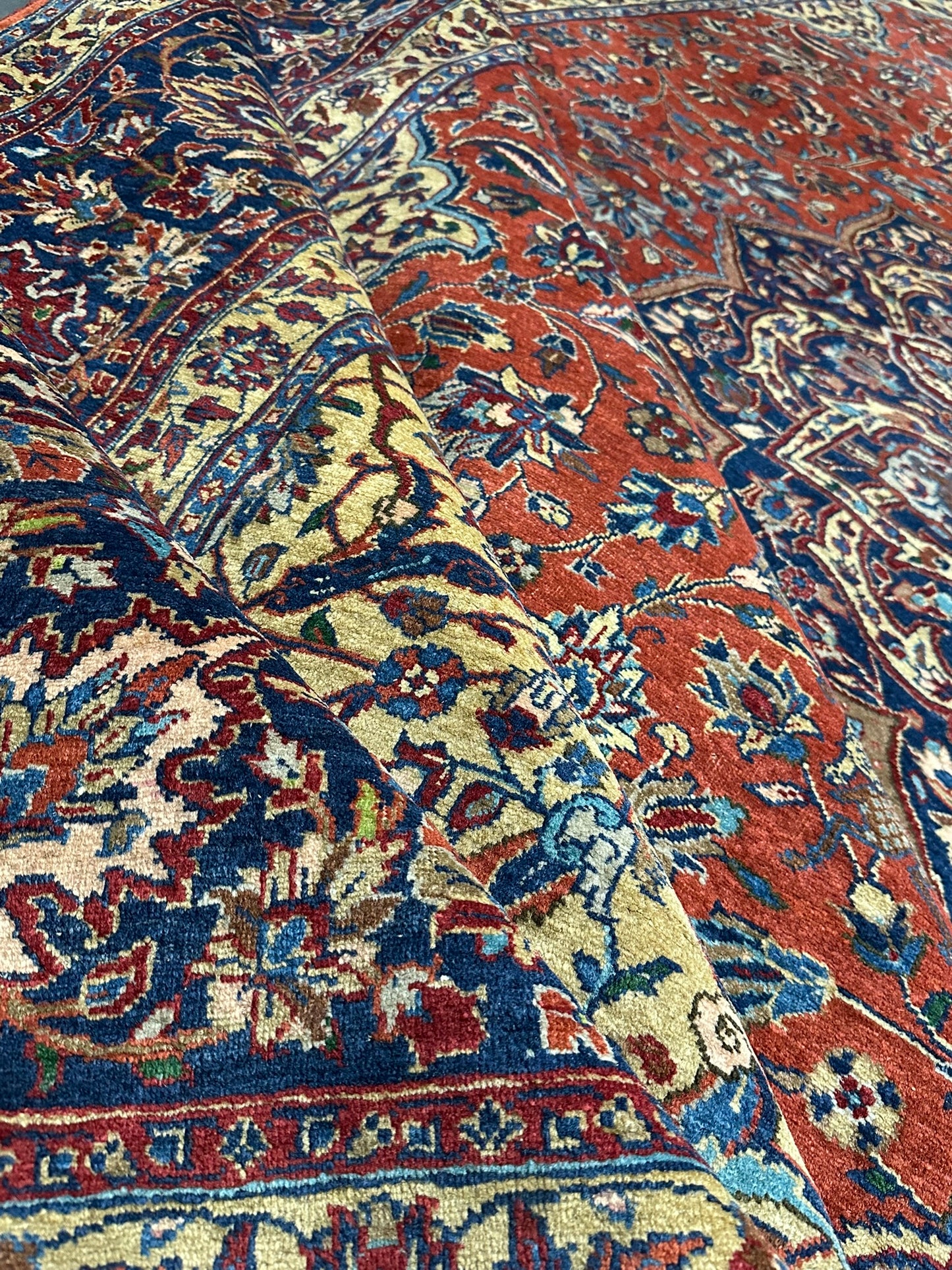 Selten Antiker Handgeknüpfter Teppich Lilian 475x350 cm – Naturfarben